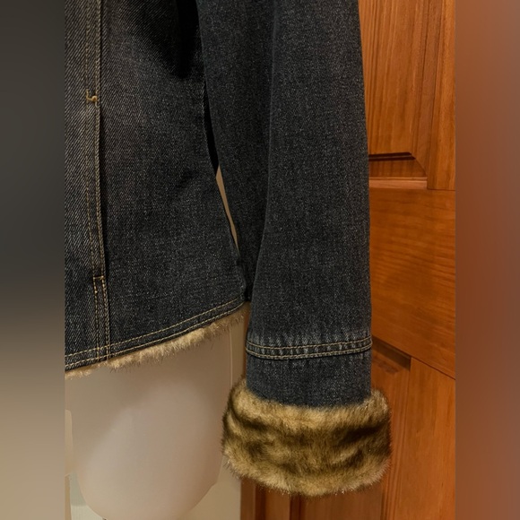 NEW NWOT VINTAGE Y2K GIACCA PENNY LANE BLUE DENIM JACKET FAUX FUR TRIM MEDIUM - Picture 14 of 14